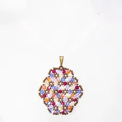 Pendant 65cm - Terence Oval-Salmon Organza - Pendant 65cm - Laiton bronze